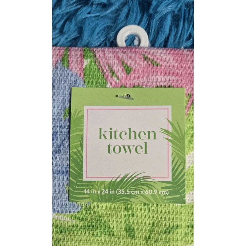 Tropical Kitchen Matching Bundle Set- 2ct Dish Scrubbers, Tablecloth & Towel